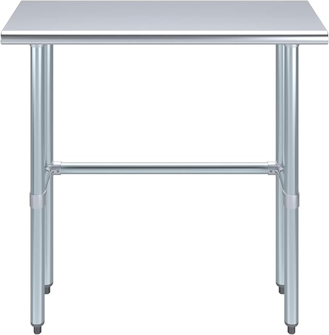 AmGood Stainless Steel Work Table Open Base | NSF Kitchen Island Food Prep | Laundry Garage Utility Bench (36" Long X 14" Deep)