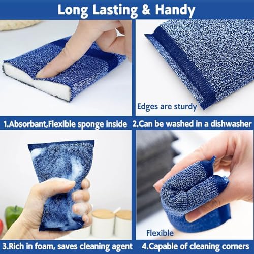 Kitchen Sponges for Dishes Steel Wool Scrubber Sponges for Kitchen Heavy Duty - Image 3