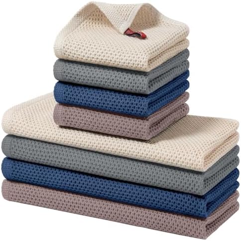 Homaxy 8 Pack 100% Cotton Kitchen Towels and Dishcloths Set by Homaxy