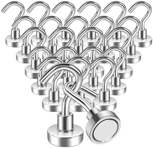 24 Pack Magnetic Hook Heavy Duty, 25lbs Magnetic Hooks by Keukenket