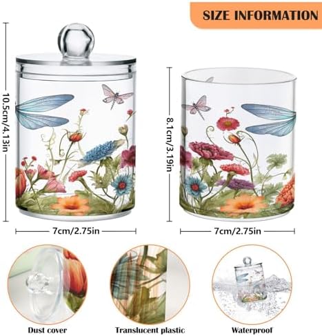Dragonfly Flowers 2 Pack Qtip Holder Dispenser - Image 2