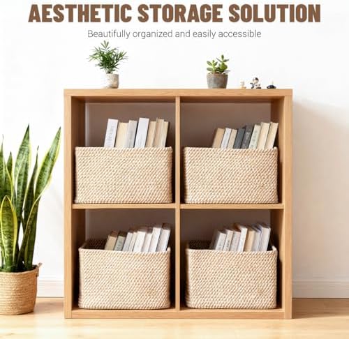 5 Pack Woven Storage Baskets, Decorative Storage Bins - Image 2