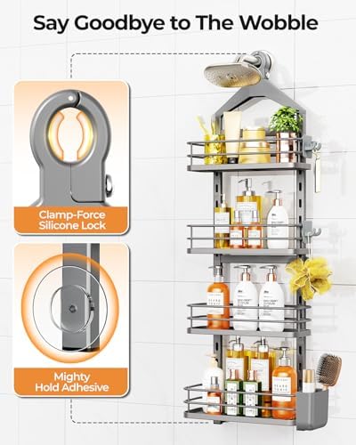 ODesign 4 Tier Adjustable Hanging Shower Caddy Over Showerhead Grey - Image 5