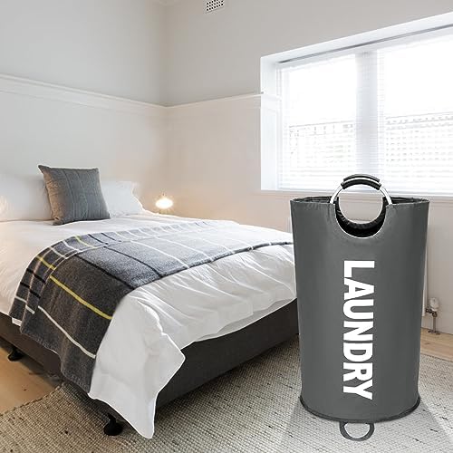 Maxsilan 90L Large Laundry Basket Bag, Collapsible Tall Hamper, Dark Grey - Image 7