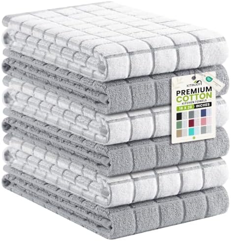 Kitinjoy Premium Kitchen Towels, Large 100% Cotton Terry 390 GSM Kitchen Hand by Kitinjoy