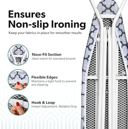 Home Intuition Iron Scorch Resistant Ironing Board Cover and Pad, Standard Size - Image 2