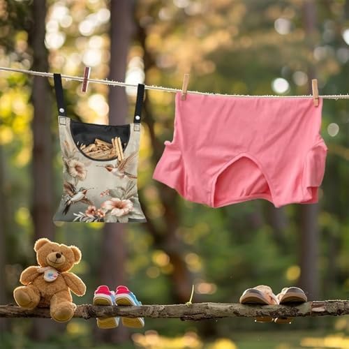 Hummingbird Clothes Pin Bag Poeny Flowers Clothes Pin Hanging Bag Fashion - Image 4