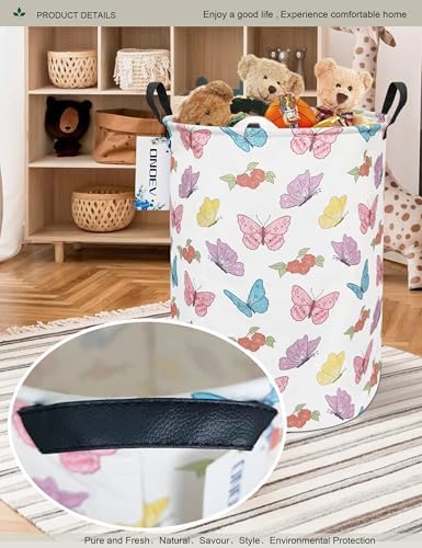 Round Butterfly Laundry Hamper Waterproof Fabric Home Storage - Image 7