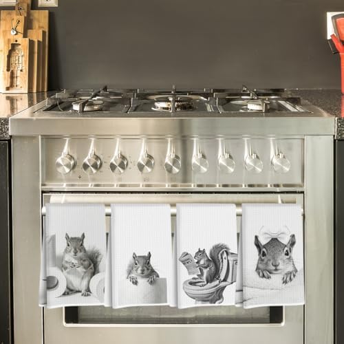 Jztco 4 Pcs Funny Squirrel Hand Towels, Squirrel Gifts Reusable Dish Towels - Image 3