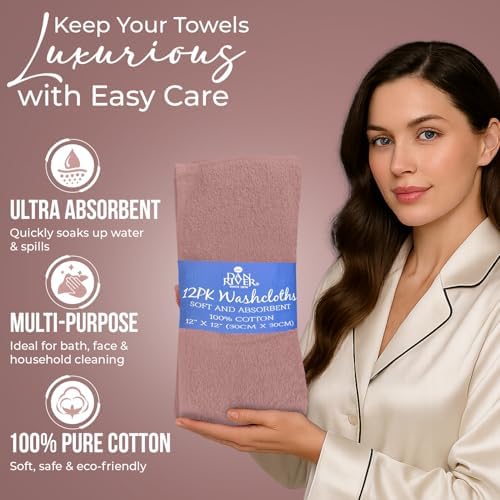 DAN RIVER 12 Pack Cotton Wash Cloths Set - Image 4