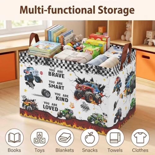 Monster Truck Baby Gift Basket, Collapsible Gift Bag, Kid Room Decor - Image 2