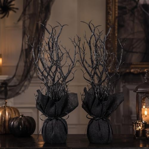 2 Pcs 13.8 Inches Halloween Black Artificial Branches Plastic Faux Manzanita - Image 5