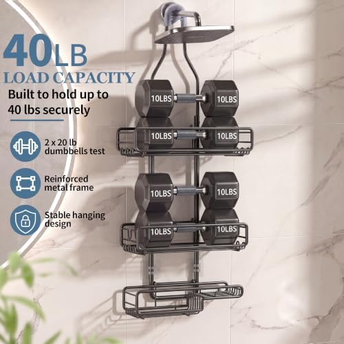 Skyapex Shower Caddy Hanging Bathroom Organizer: Over Head Adjustable Rack - Image 4