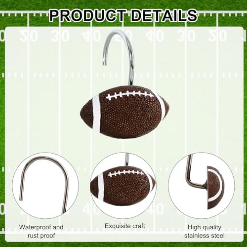12-Piece Football Shower Curtain Hooks - Image 4