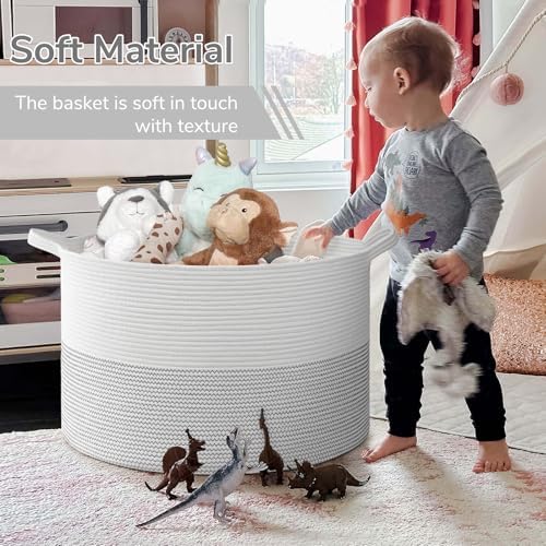 INDRESSME 115L Extra Large Woven Rope Blanket Basket Living Room - Image 6