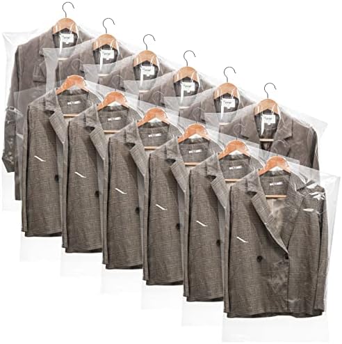 AVLA 50 Pack Plastic Garment Bags, Transparent Hung Clothes Dust Cover by AVLA