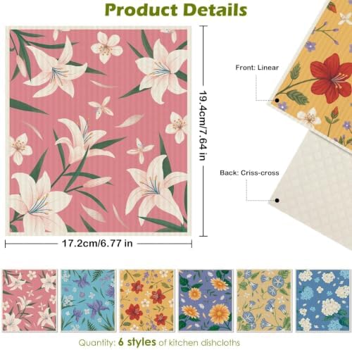 6 Pcs Swedish Paper Cloths for Kitchen, Reusable Paper Towels Washable - Image 2