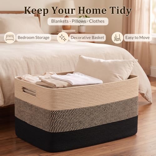 OIAHOMY 108L Extra Large Blanket Basket Dog Toy Basket Yellow Black - Image 5