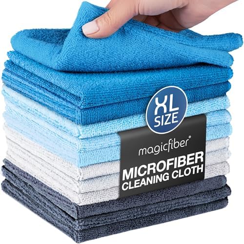 MagicFiber Microfiber Cleaning Cloth, Rags & Dish Towels, Large 13x11 by MagicFiber