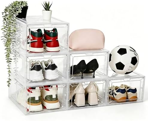 Clear Shoe Storage Boxes, 2026 2nd Gen Thickened Hard Plastic Stackable by Fraphil