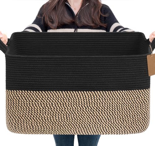 Goodpick 75L Extra Large Woven Blanket Basket by Goodpick