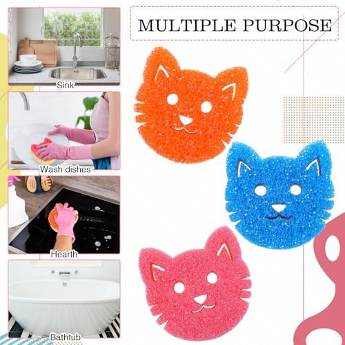 FillTouch Cat 3 Pcs Scrub Sponge, Royal Blue - Image 3