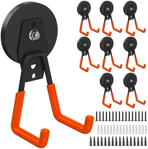 8 Pack Heavy Duty Storage Magnetic Utility Hooks Large Garage Strong Extra by Laowu
