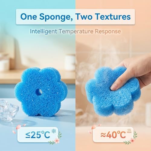 Scrub Flower Temperature Sensitive Sponges, Sapphire Hydrangea - Image 4