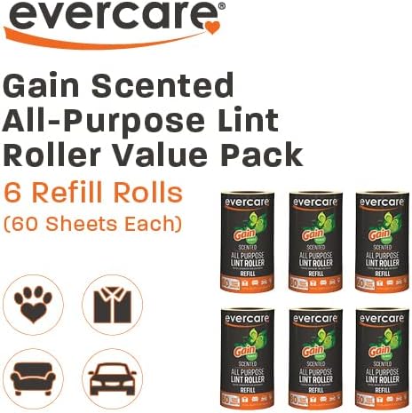 Evercare Pack of 6 Gain Scented All-Purpose Lint Roller Refill Rolls, 60 Sheets - Image 2