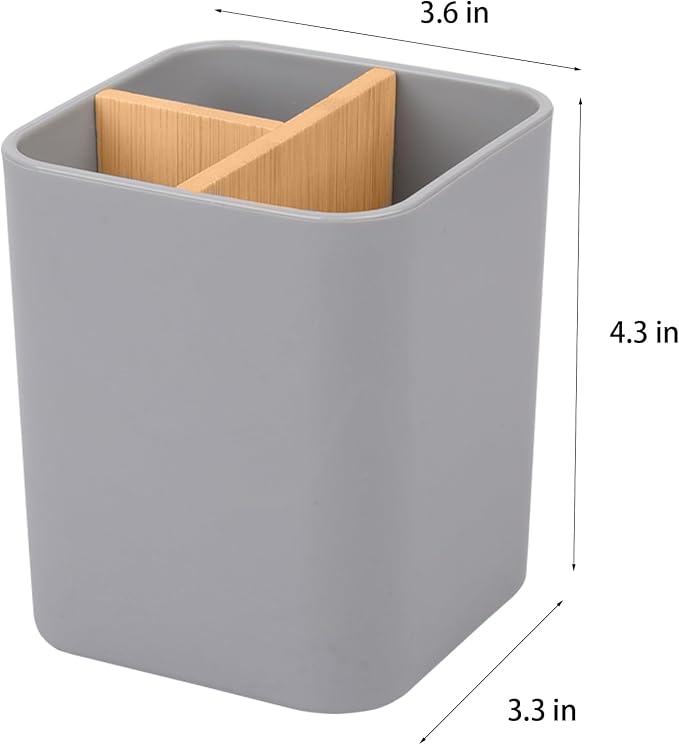 Bamboo Toothbrush Holder for Bathrooms Toothpaste Organizer - Image 6
