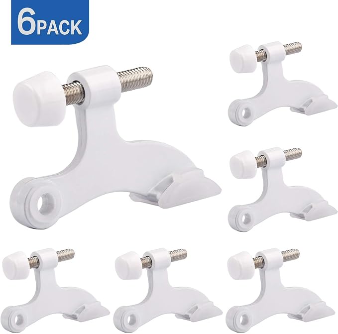 HOMOTEK 6 Pack Hinge Pin White Door Stopper, Adjustable Deluxe Heavy Duty Door - Image 7