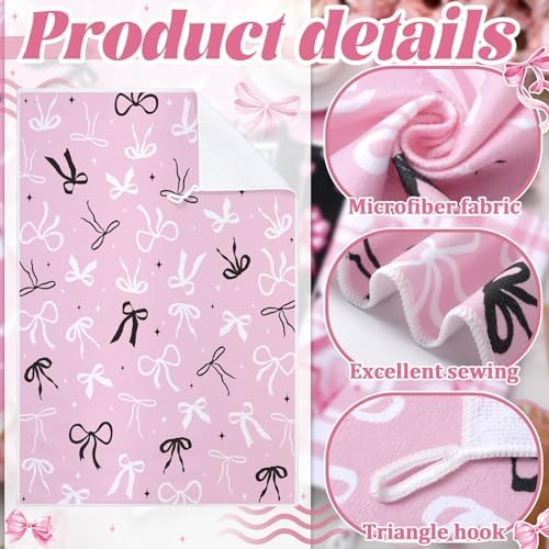 Bencailor 6 Pcs Pink Bow Kitchen Towels Decorative Sets Dish Towels Absorbent - Image 5