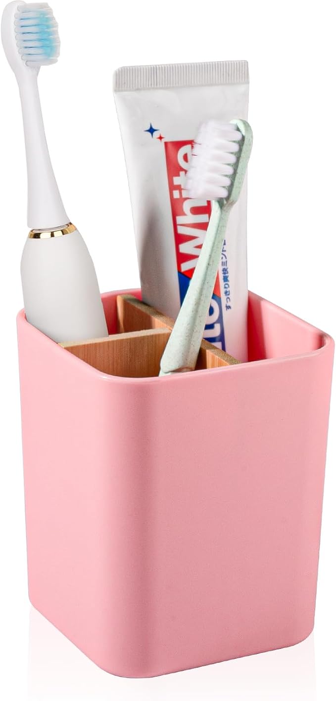 Bamboo Toothbrush Holder for Bathrooms Toothpaste Organizer by Heagoale