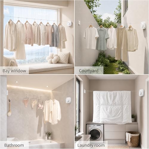 Retractable Clothesline Indoor/Outdoor, Portable Non-Sagging Wall Mounted - Image 6