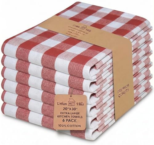 Urban Villa Kitchen Towels Cotton Dish Towels 20”x30” Rust by CottonTrends