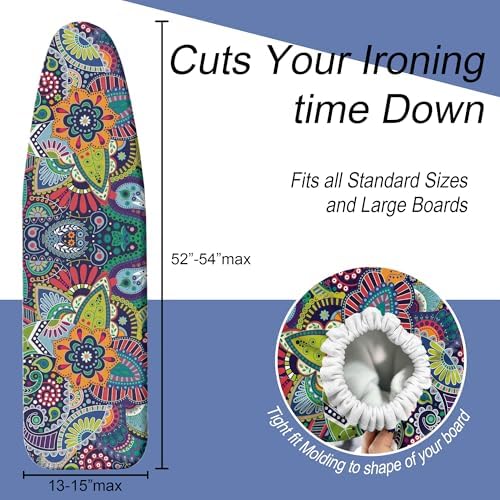 Boho Ironing Board Cover and Pad 15x54 Inch, 100% Cotton Surface Heavy Duty - Image 5