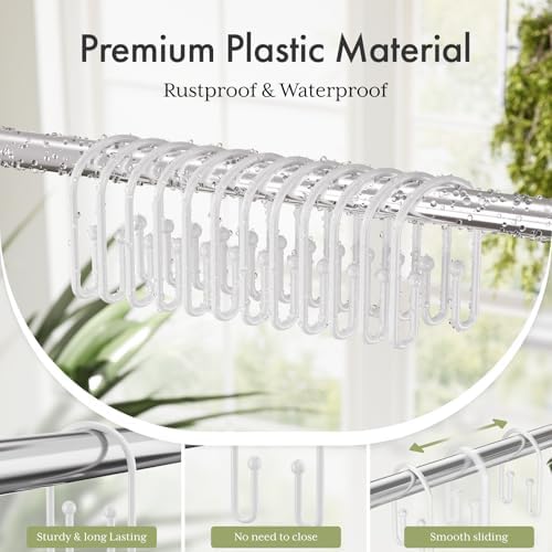Bathway White Shower Curtain Hooks, Large Double Hook Shower Curtain Hooks Rust - Image 3