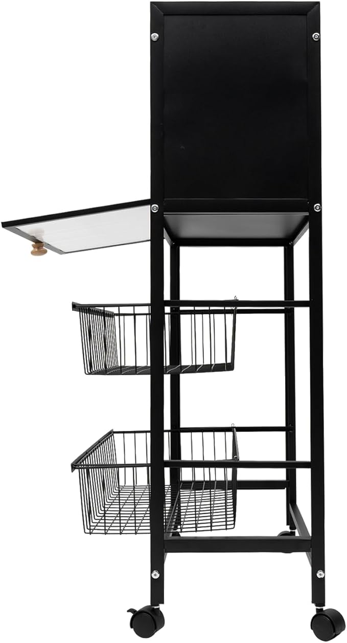 Bakers Rack for Kitchen with Storage, 4 Tier Kitchen Organizer Shelf for Vegetables, Fruits, Small Rice Cookers (Black)