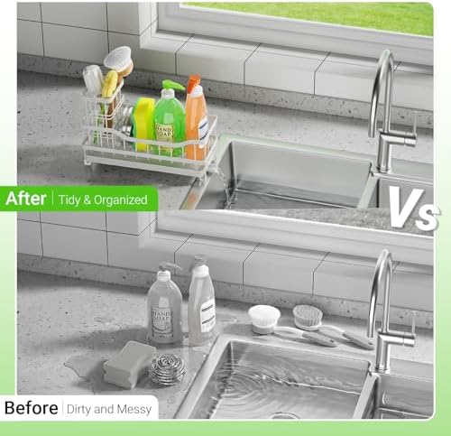 Sponge Holder for Kitchen Sink, Rustproof Sink Caddy Organizer - Image 3