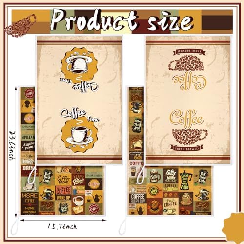 Bencailor 6 Pcs Coffee Kitchen Towels Decorative Sets Dish Towels Absorbent - Image 3
