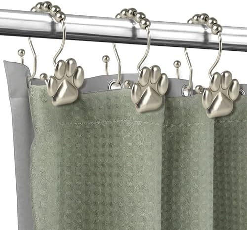 Sunlit Fashion Design Cute Paw Print Polished Double Shower Curtain Hooks - Image 4