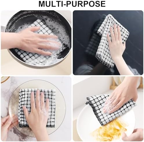 Kitinjoy Cotton 12 Pack Kitchen Towels and Dishcloths Sets - Image 5