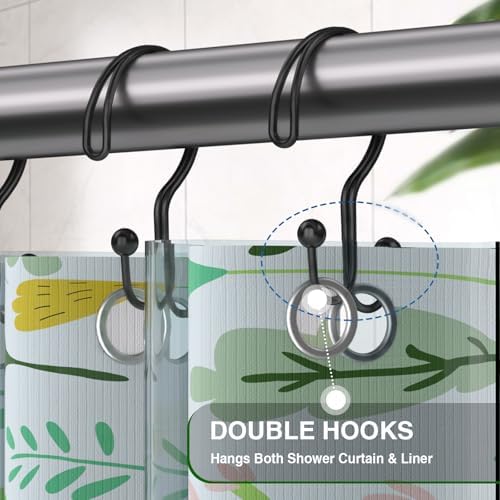 Shower Curtain Hooks, OEH Shower Curtain Rings, Decorative Double Shower Hooks - Image 5