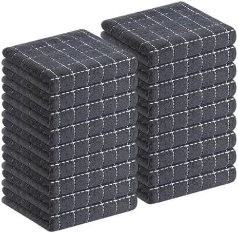 Homaxy 100% Cotton Terry Kitchen Towels, 18 Pack, Dark Grey by Homaxy