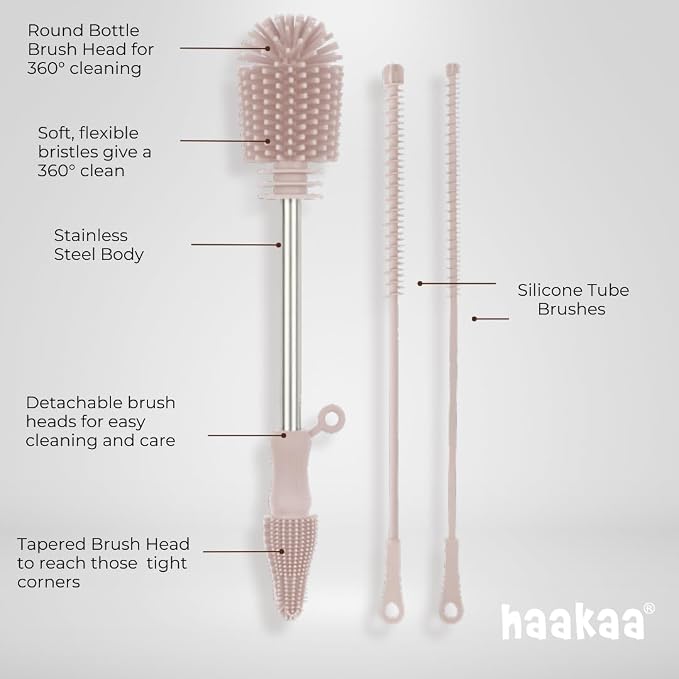 Haakaa Food-Grade Silicone Cleaning Brush Kit 3-Piece | Household Cleaning - Image 3