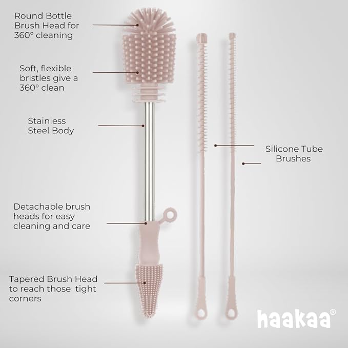 Haakaa Food-Grade Silicone Cleaning Brush Kit 3-Piece | Household Cleaning - Image 4