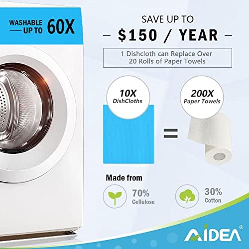 AIDEA Swedish Dishcloths for Kitchen-20PK, Reusable Paper Towels 7" x 6" - Image 5