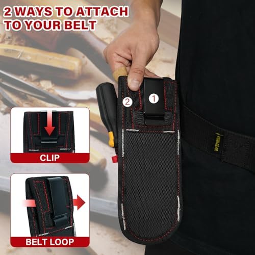KUNN Small Tool Pouch with Belt Clip, Utility Tool Organizer with Tape Measure - Image 4