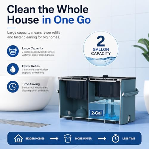 RinseWise Large Gen 1 Mop Bucket Set, Clean/Dirty Water Separation, 8 Heads - Image 5