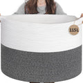 INDRESSME 115L Extra Large Woven Rope Blanket Basket Living Room by INDRESSME